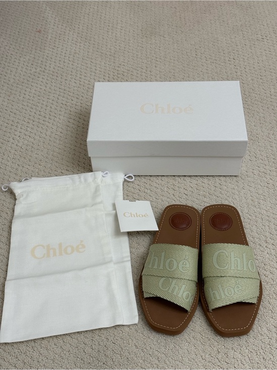 Chloe Shoes - Chloé Woody Slides Hazy Green size 37